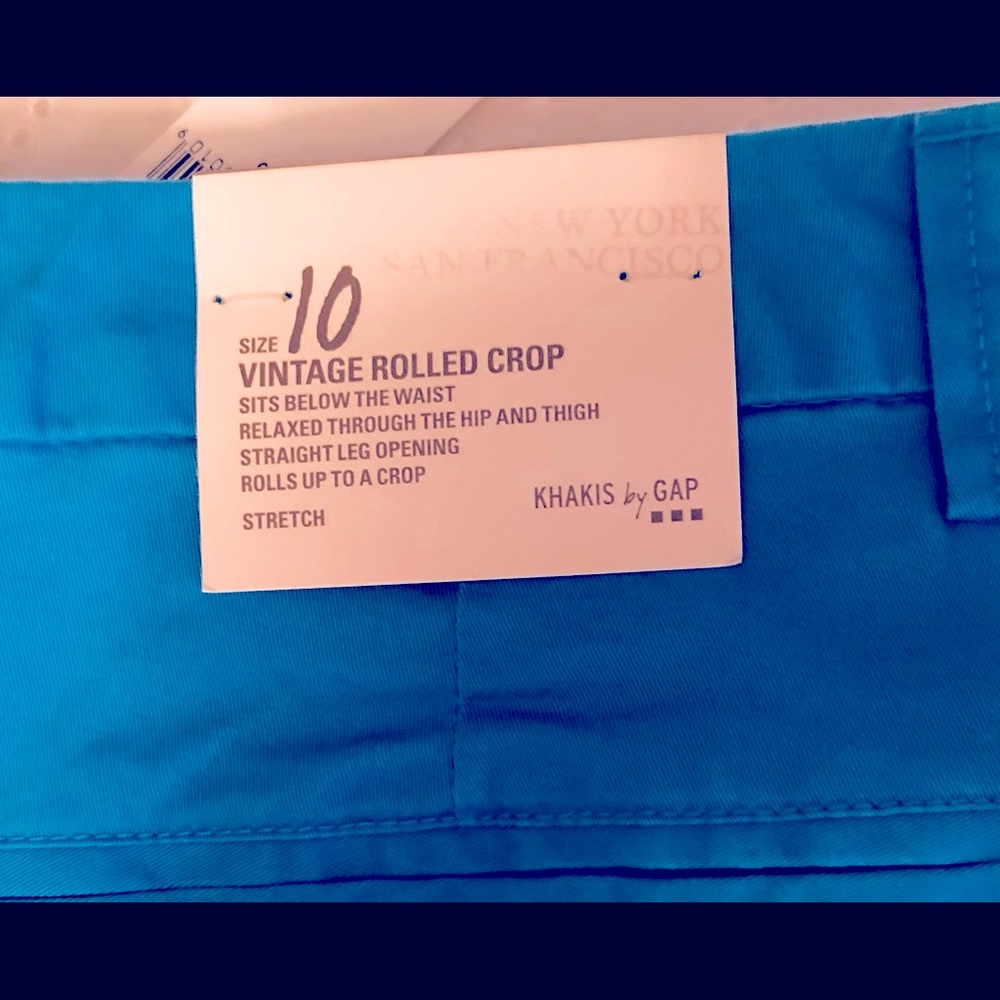 Rolled cuff crop turquoise casual pants